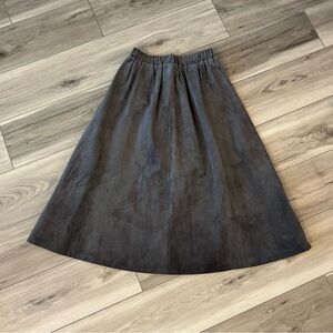 Vintage Vakko Sport Skirt Genuine Leather Suede Lined Gray Size Large L EUC